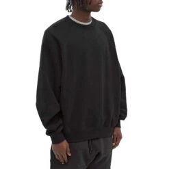 Fear Of God Essentials Black Crewneck (SS21) -Creps Lockers fear of god essentials black crewneck ss21 192sp212010f model front full