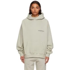 Fear Of God Essentials Concrete Hoodie -Creps Lockers fear of god essentials concrete hoodie model front