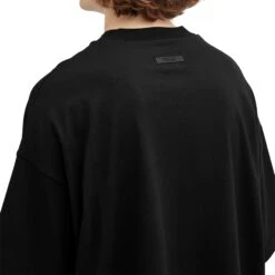 Fear Of God Essentials Jersey Crewneck Black T Shirt (FW24) -Creps Lockers fear of god essentials jersey crewneck black t shirt fw24 125bt244190f model back detail