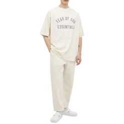 Fear Of God Essentials Jersey Crewneck Shell T Shirt (FW24) 9 Fear Of God Essentials Jersey Crewneck Shell T Shirt (FW24) -Creps Lockers fear of god essentials jersey crewneck shell t shirt fw24 model full
