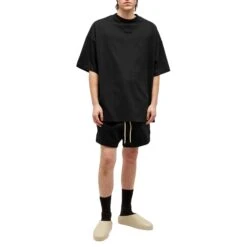 Fear Of God Essentials Jet Black Shorts (FW23) -Creps Lockers fear of god essentials jet black shorts fw23 160bt232000f model