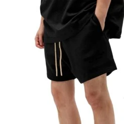 Fear Of God Essentials Jet Black Shorts (FW23) -Creps Lockers fear of god essentials jet black shorts fw23 160bt232000f model detail