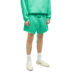 Fear Of God Essentials Mint Leaf Shorts (FW23) 8 Fear Of God Essentials Mint Leaf Shorts (FW23) -Creps Lockers fear of god essentials mint leaf shorts fw23 160sp242002f model front