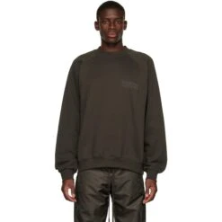 Fear Of God Essentials Off Black Sweatshirt (SS23) -Creps Lockers fear of god essentials off black sweatshirt ss23 192bt222040f model front