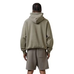 Fear Of God Essentials Taupe Hoodie -Creps Lockers fear of god essentials taupe hoodie model back