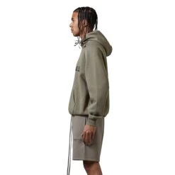 Fear Of God Essentials Taupe Hoodie -Creps Lockers fear of god essentials taupe hoodie model side