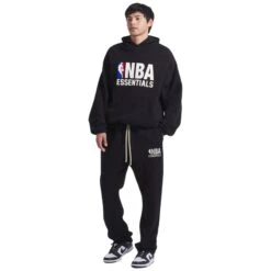 Fear Of God Essentials X NBA Black Hoodie 13 Fear Of God Essentials X NBA Black Hoodie -Creps Lockers fear of god essentials x nba black hoodie 192al246401f model