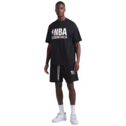 Fear Of God Essentials X NBA Black Shorts -Creps Lockers fear of god essentials x nba black shorts 160al244001f model full