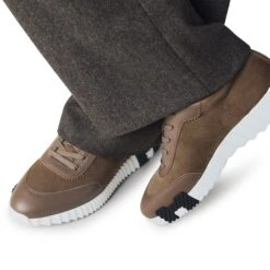 Hermès Paris Bouncing Calf Sneaker Etoupe -Creps Lockers hermes paris bouncing calf sneaker etoupe h231763zhx3400 model wear