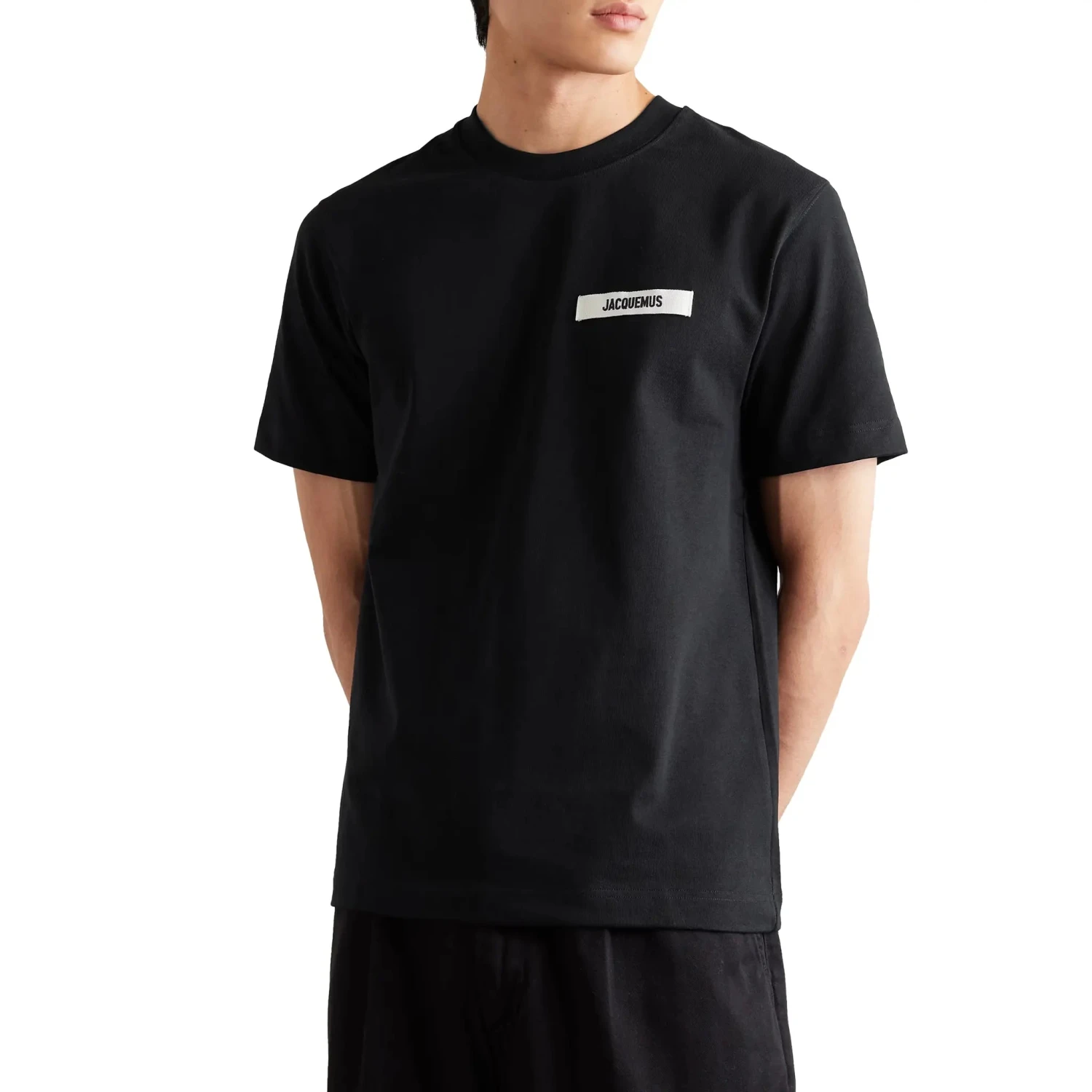 Jacquemus Grosgrain Brand Logo Tab Black T Shirt 3 Jacquemus Grosgrain Brand Logo Tab Black T Shirt - Image 3