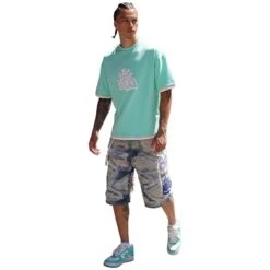 Last Lesson Graffiti 3 Layer Green T Shirt -Creps Lockers last lesson graffiti 3 layer green t shirt full model front