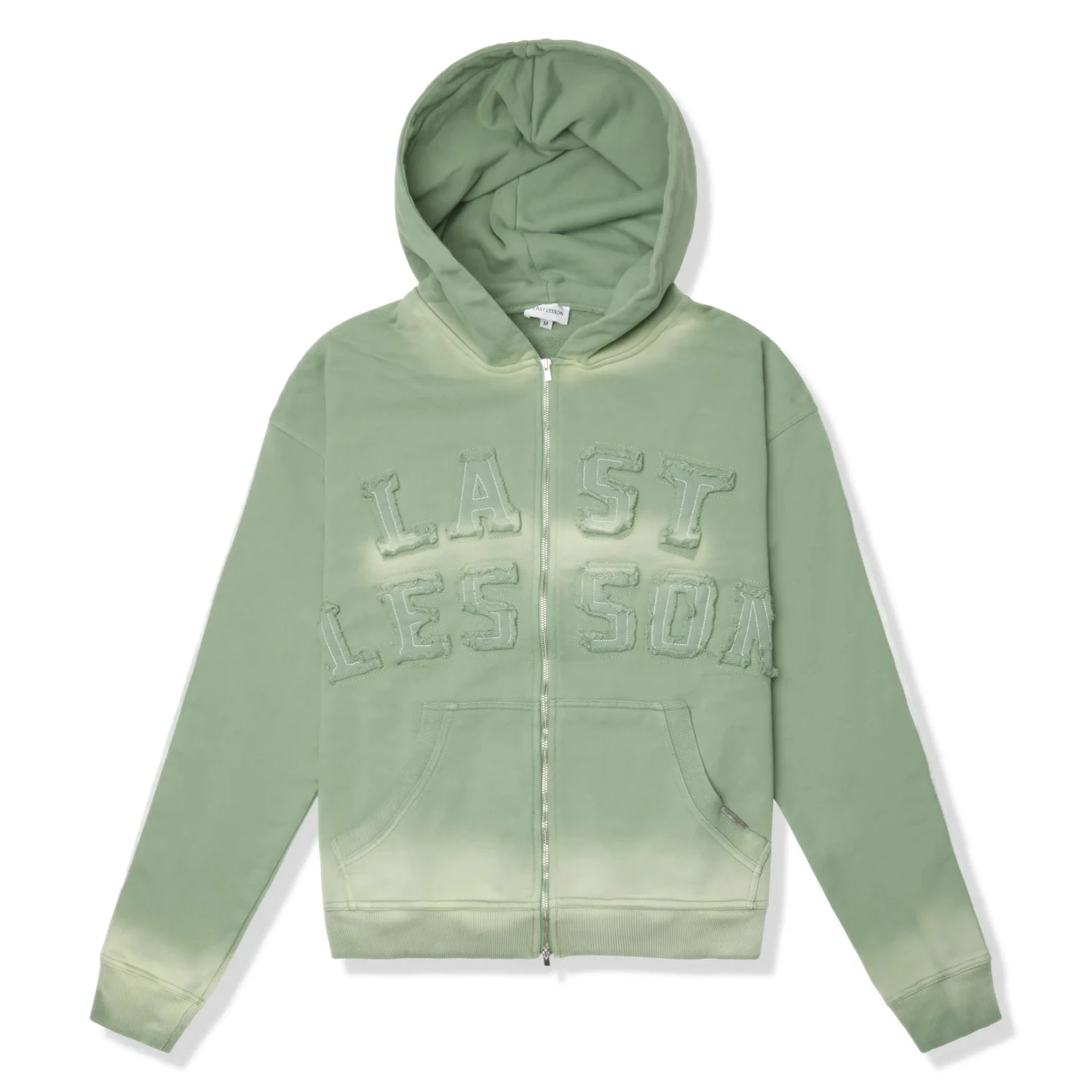 Last Lesson Washed Applique Green Hoodie 1 Last Lesson Washed Applique Green Hoodie
