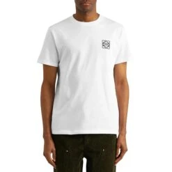 Loewe Anagram Chest Logo White T Shirt -Creps Lockers loewe anagram chest logo white t shirt h526y22x75 2100 model front
