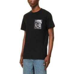 Loewe Anagram Fake Pocket Black T Shirt -Creps Lockers loewe anagram fake pocket black t shirt h526y22x25 1100 model front