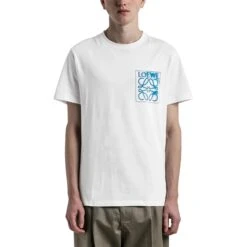 Loewe Anagram White Blue Fake Pocket T Shirt -Creps Lockers loewe anagram white blue fake pocket t shirt h526y22x25 2100 model front