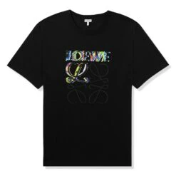 Loewe Glitch Anagram Relaxed Fit Black T Shirt