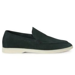 Loro Piana Summer Walk Suede Dark Green Loafers