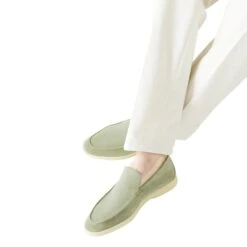 Loro Piana Summer Walk Suede Shamrock Loafers -Creps Lockers loro piana summer walk suede shamrock loafers fae8124 model wear a9eb7ab1 a5fc 4d3c 9f54 ff789038f53b