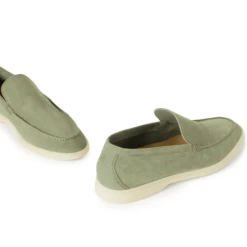 Loro Piana Summer Walk Suede Shamrock Loafers -Creps Lockers loro piana summer walk suede shamrock loafers fae8124 upper side