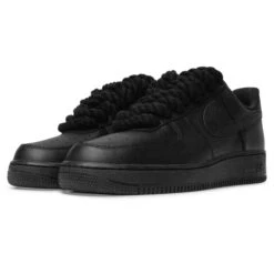 Nike Air Force 1 Low Rope Lace Black -Creps Lockers nike air force 1 low rope lace black cw2288 001 crepslocker front side