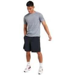 Nike Dri-FIT 1.0 Grey Miler Running T Shirt -Creps Lockers nike dri fit 1.0 grey miler running t shirt aj7565 085 model