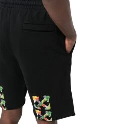 Preloved - Off-White Brush Arrows Black Sweat Shorts -Creps Lockers off white brush arrows black sweat shorts omci006s23fle0021084 back side