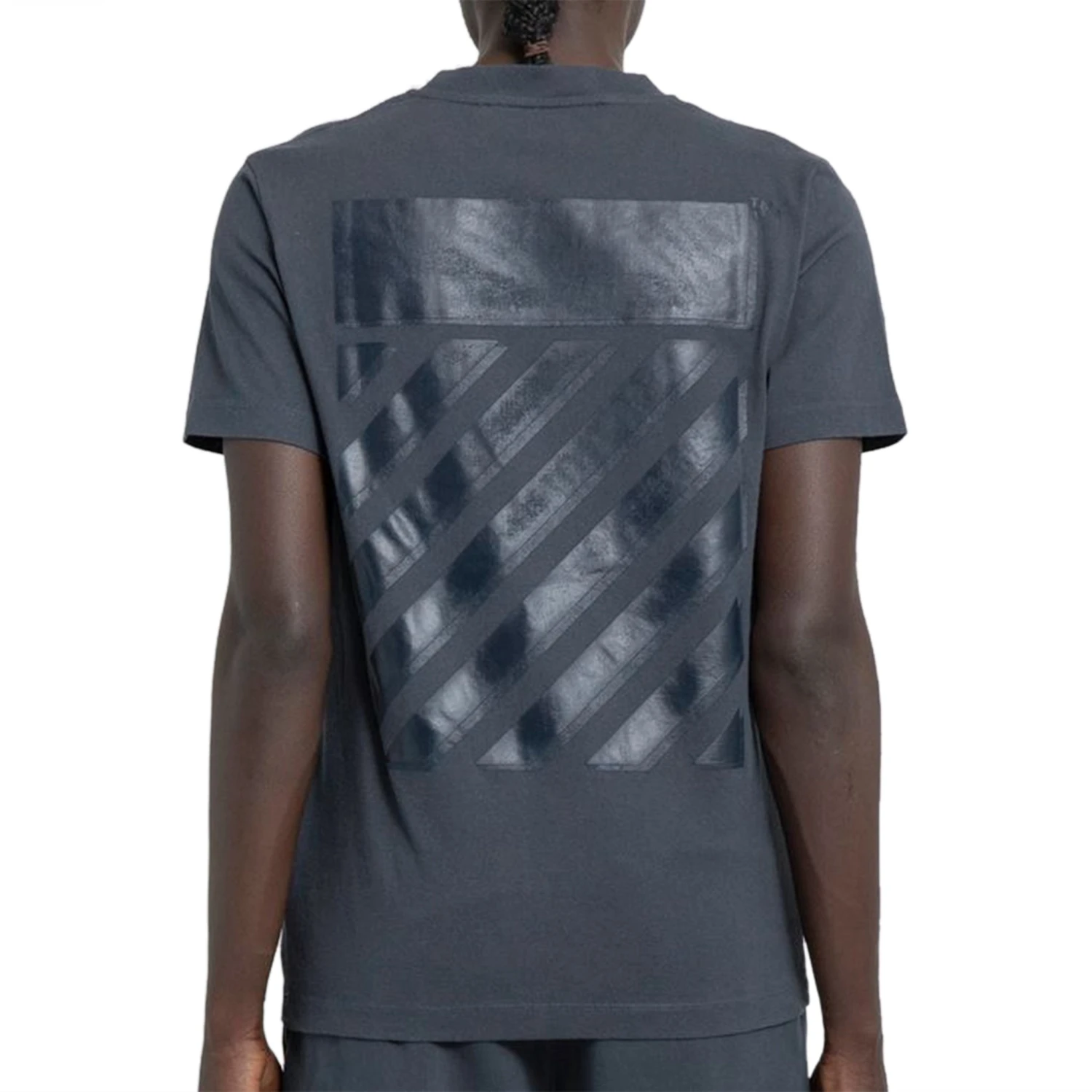 Off-White Diagonal Stripes T Shirt Dark Grey 2 Off-White Diagonal Stripes T Shirt Dark Grey - Image 2