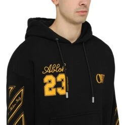 Off-White OW 23 Skate Black Hoodie 9 Off-White OW 23 Skate Black Hoodie -Creps Lockers off white ow 23 skate black hoodie ombb085s24fle0121022 model chest