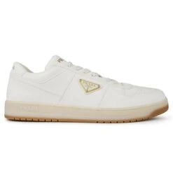 Prada Downtown Leather Low Top White Beige Sneaker