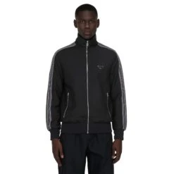 Prada Mohair And Wool Logo Black Track Jacket 7 Prada Mohair And Wool Logo Black Track Jacket -Creps Lockers prada mohair and wool logo black track jacket sgc199s231g54 model front