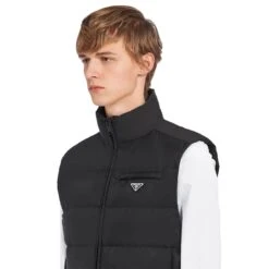 Prada Padded Re-Nylon Black Gilet -Creps Lockers prada padded re nylon black vest sgb033 1wq9 f0002 s 191 front detail