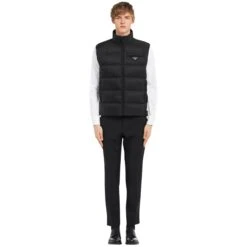 Prada Padded Re-Nylon Black Gilet -Creps Lockers prada padded re nylon black vest sgb033 1wq9 f0002 s 191 model front