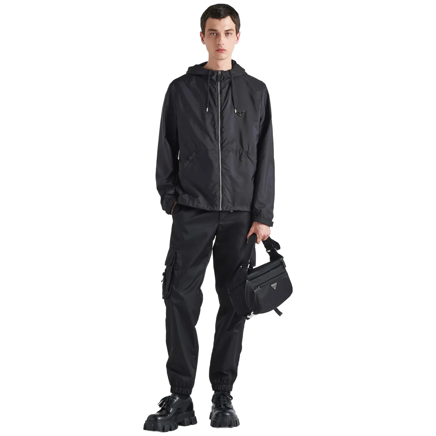 Prada Re-Nylon Black Windbreaker Jacket 3 Prada Re-Nylon Black Windbreaker Jacket - Image 3