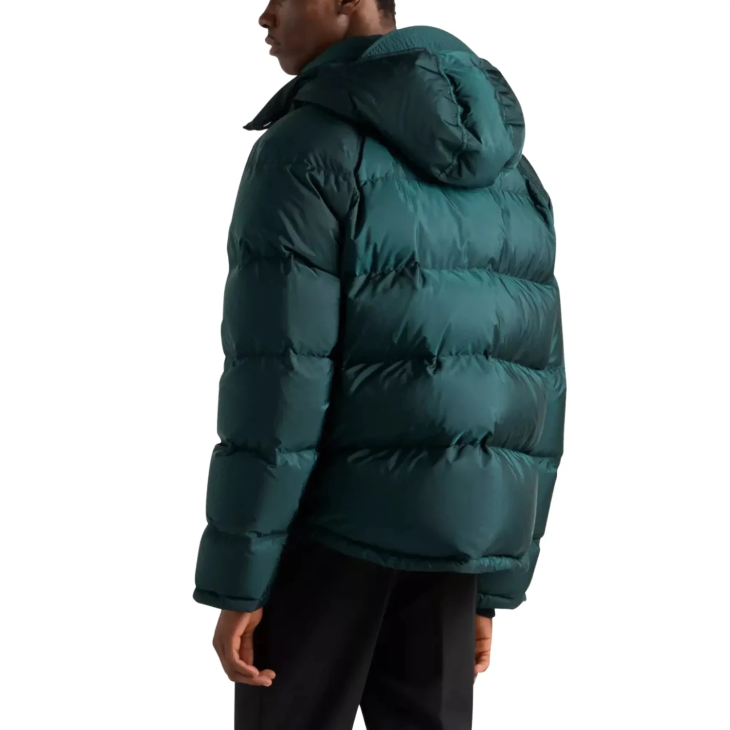 Prada Re-Nylon Plaque Cropped Green Down Jacket 2 Prada Re-Nylon Plaque Cropped Green Down Jacket - Image 2