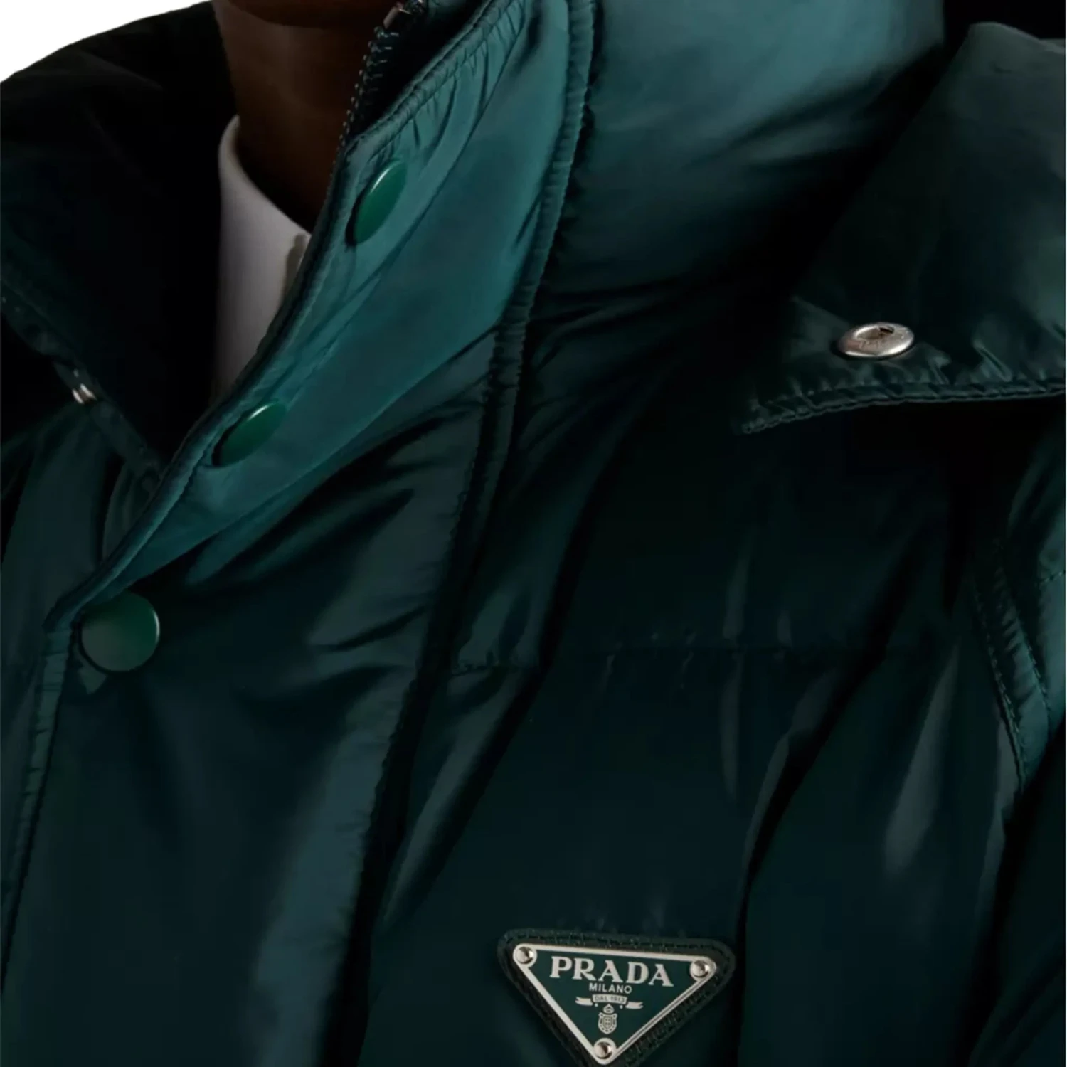 Prada Re-Nylon Plaque Cropped Green Down Jacket 5 Prada Re-Nylon Plaque Cropped Green Down Jacket - Image 5
