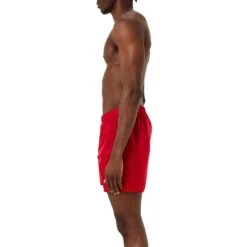 Prada Triangle Interlock Red Swim Shorts 9 Prada Triangle Interlock Red Swim Shorts -Creps Lockers prada triangle interlock red swim shorts ub372sooo1wq9 model side