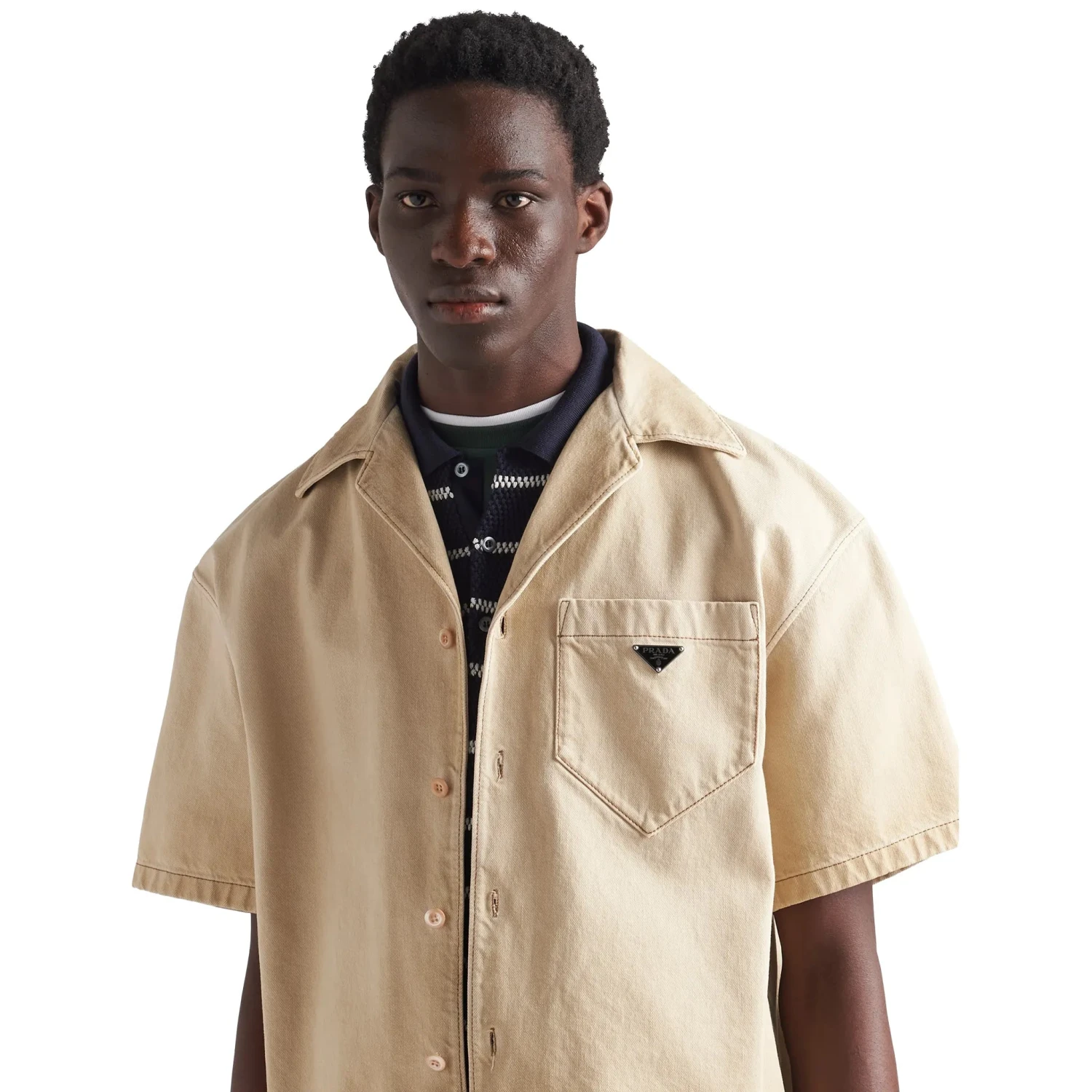 Prada Worn Bull Denim S/S Shirt 4 Prada Worn Bull Denim S/S Shirt - Image 4