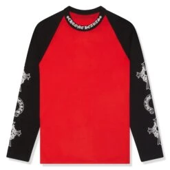Preloved - Chrome Hearts Neck Logo Baseball L/S Red Black Shirt