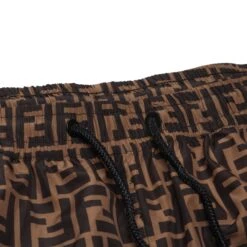 Preloved - Fendi FF Logo Brown Nylon Track Pants 7 Preloved - Fendi FF Logo Brown Nylon Track Pants -Creps Lockers preloved fendi ff logo brown nylon track waist