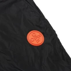 Preloved - Off-White Nylon Side Stripe Black Yellow Track Pants -Creps Lockers preloved off white nylon side stripe black yellow track pants logo detail