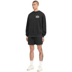 Represent 247 X Everlast Training Camp Boxy Off Black Sweatshirt 14 Represent 247 X Everlast Training Camp Boxy Off Black Sweatshirt -Creps Lockers represent 247 x everlast training camp boxy off black sweatshirt 247m499 171 model side