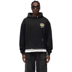 Represent Crest Black Hoodie -Creps Lockers represent crest black hoodie mlm41067 06 model front