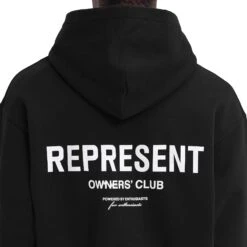 Represent Owners Club Zip-Up Black Hoodie 13 Represent Owners Club Zip-Up Black Hoodie -Creps Lockers represent owners club zip up black hoodie ocm41122 001 back detailed logo