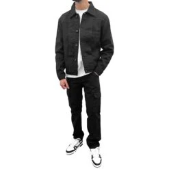 SIARR Black Denim Cargo Pants 6 SIARR Black Denim Cargo Pants -Creps Lockers siarr black denim cargo pants model full