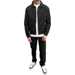 SIARR Black Denim Jacket -Creps Lockers siarr black denim jacket model front 1