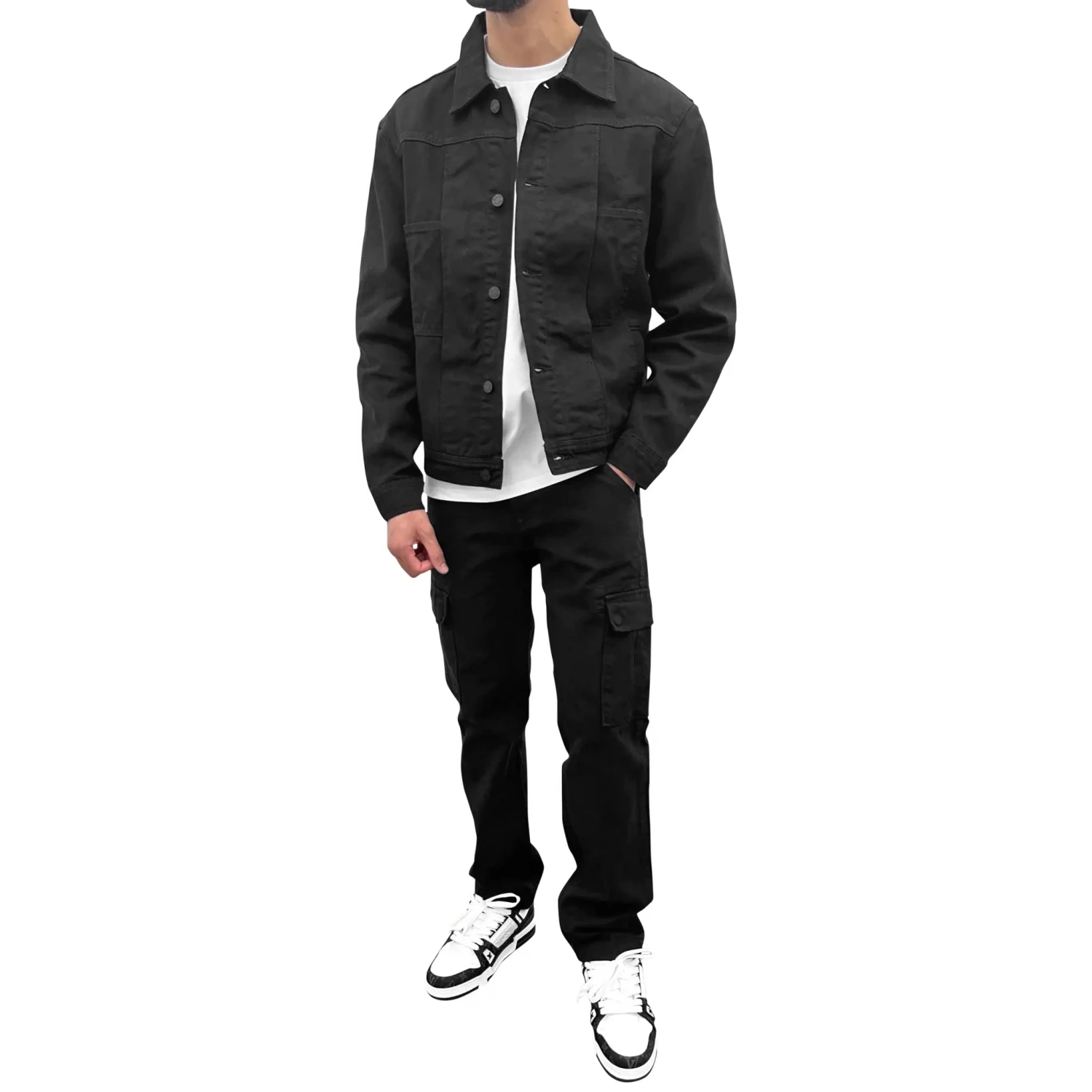 SIARR Black Denim Jacket & Cargo Pants 2 SIARR Black Denim Jacket & Cargo Pants - Image 2