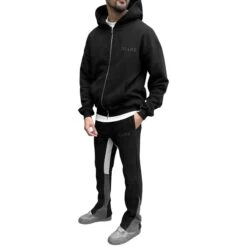 SIARR Black Flared Joggers 6 SIARR Black Flared Joggers -Creps Lockers siarr black flared joggers model side