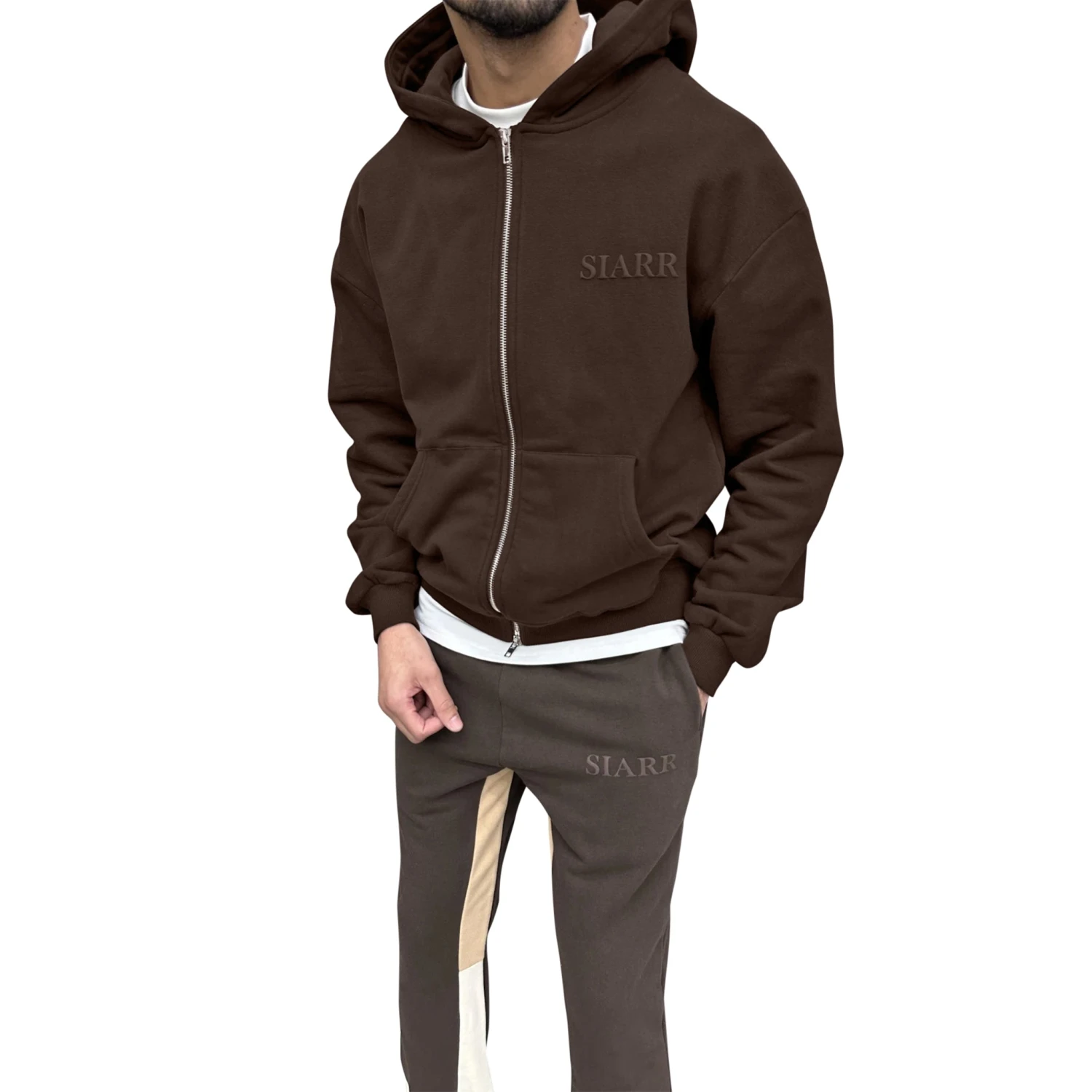 SIARR Brown Zip-Up Hoodie 4 SIARR Brown Zip-Up Hoodie - Image 4