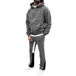 SIARR Dark Grey Flared Joggers -Creps Lockers siarr dark grey flared joggers model front