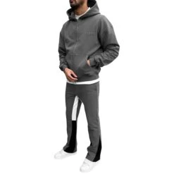 SIARR Dark Grey Zip-Up Hoodie -Creps Lockers siarr dark grey zip up hoodie model 2
